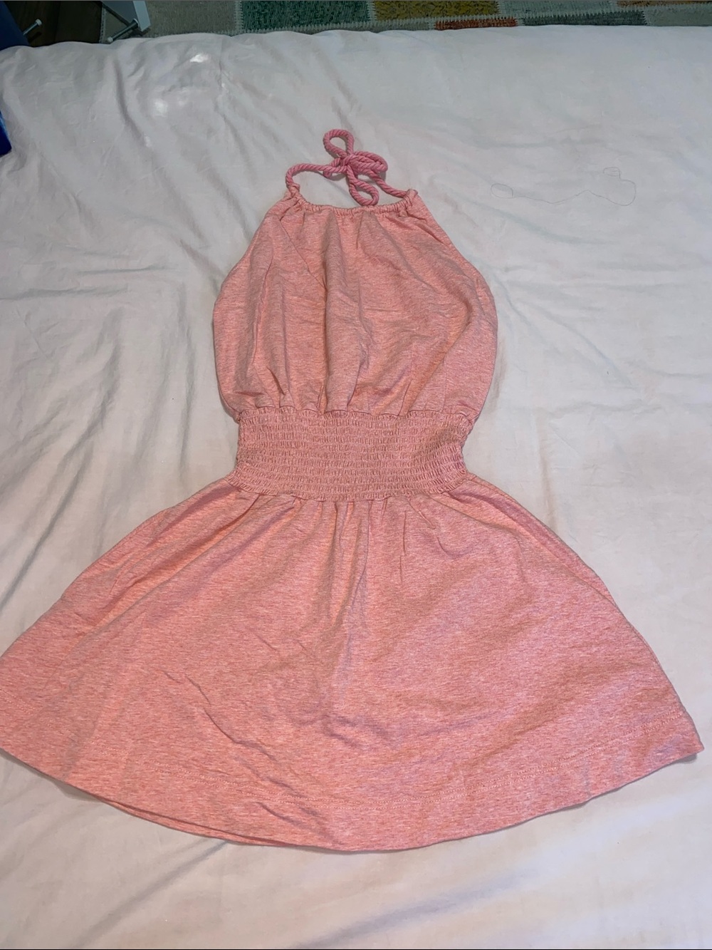 Anthropologie Sundays: Girls Pink Halter Sundress with Smocked Waist Size S